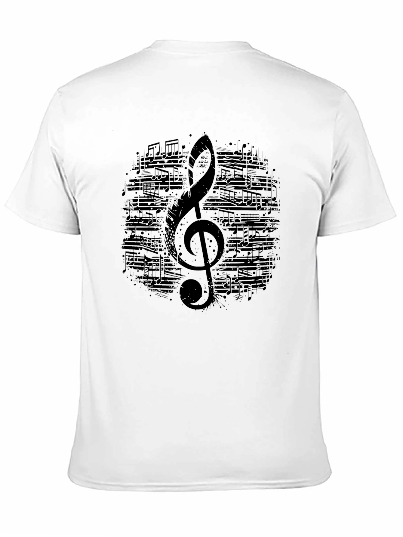 Black Musical Note Clef Graphic Black T-Shirt view 11