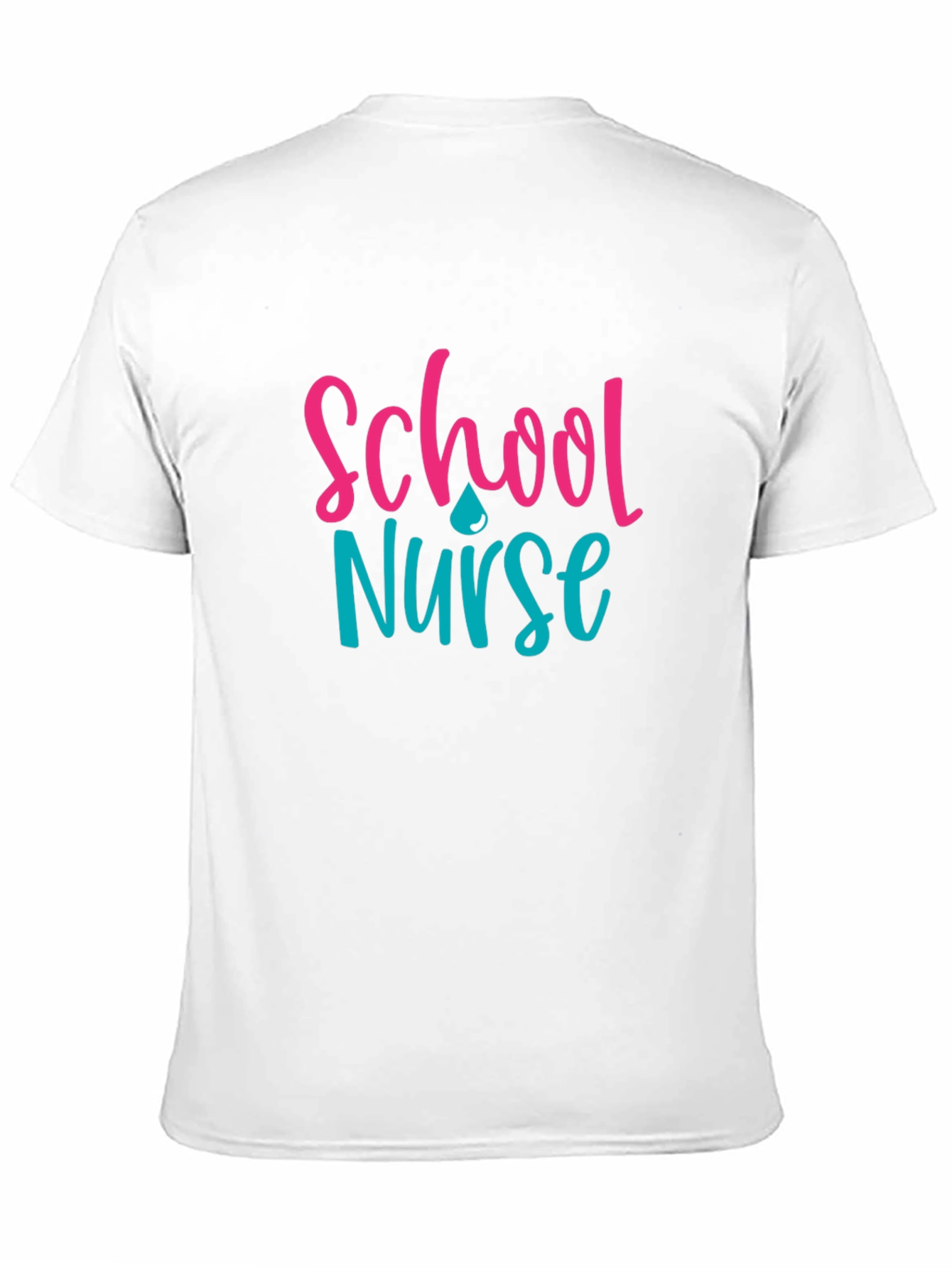 Black School Nurse T-Shirt, Pink & Teal Design view 11