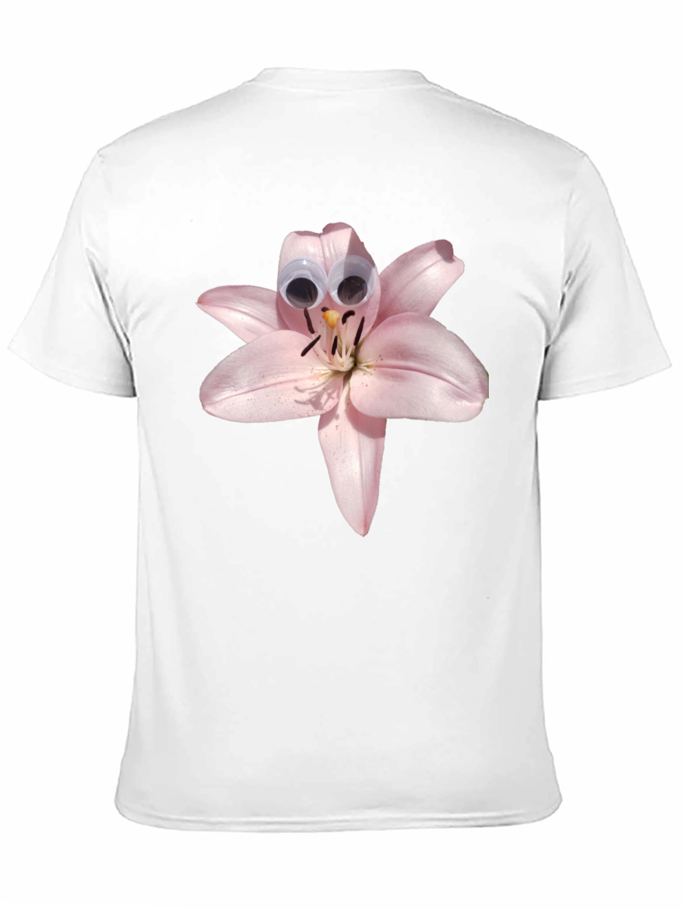 Black Floral Humor Tee: Lily with Googly Eyes view 11