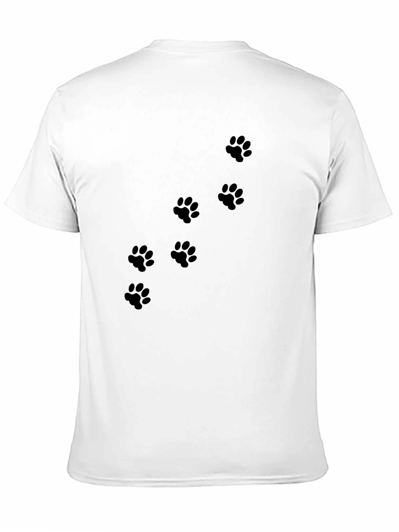 Black Men's Black T-Shirt with Paw Prints view 11