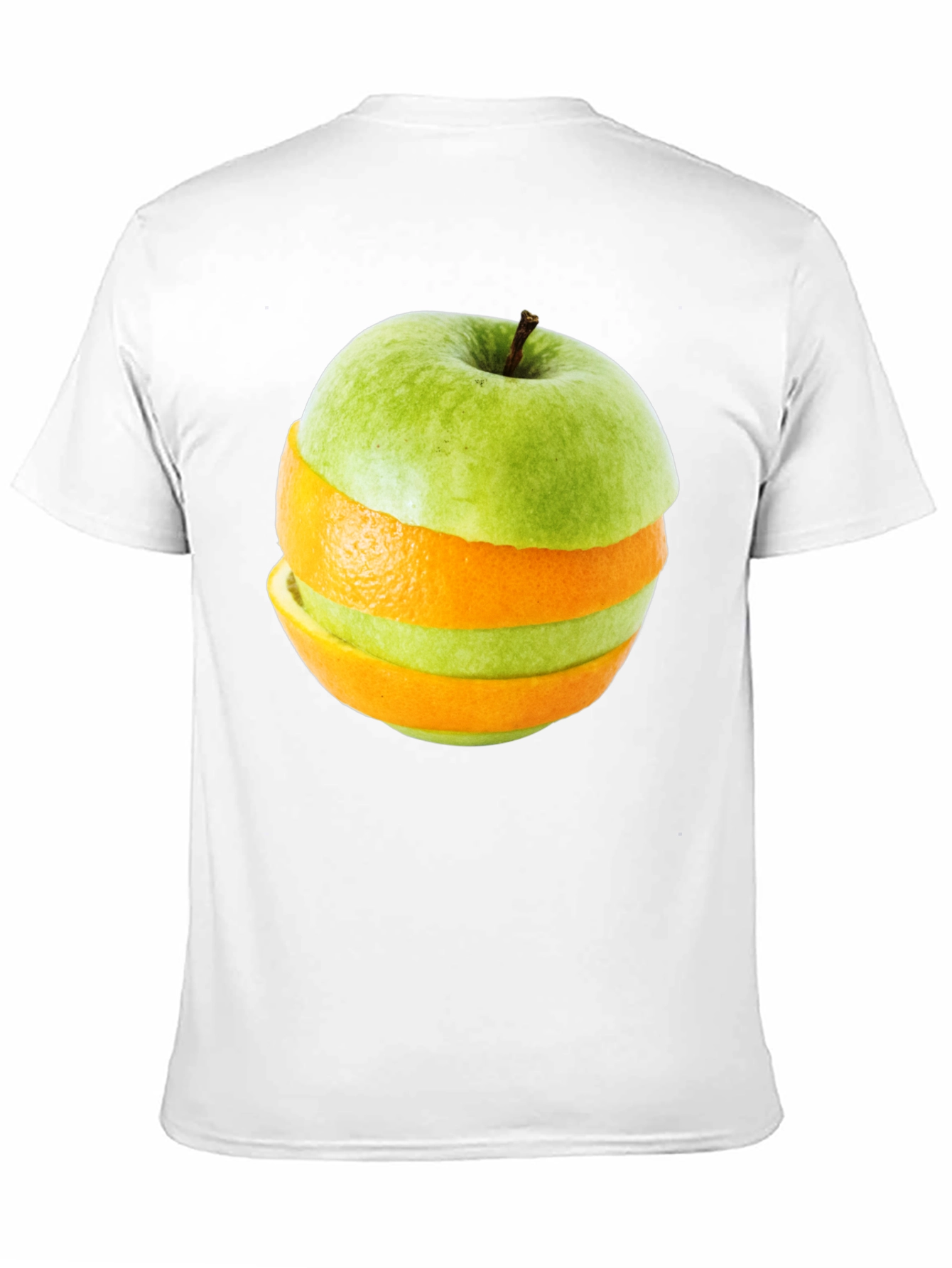 Black Fruity Fusion Tee - Apple Orange Slice Graphic T-Shirt view 11