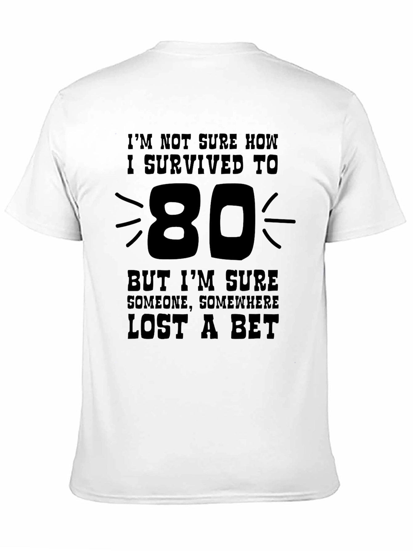 Black Funny 80th Birthday T-Shirt - I Survived to 80! view 11