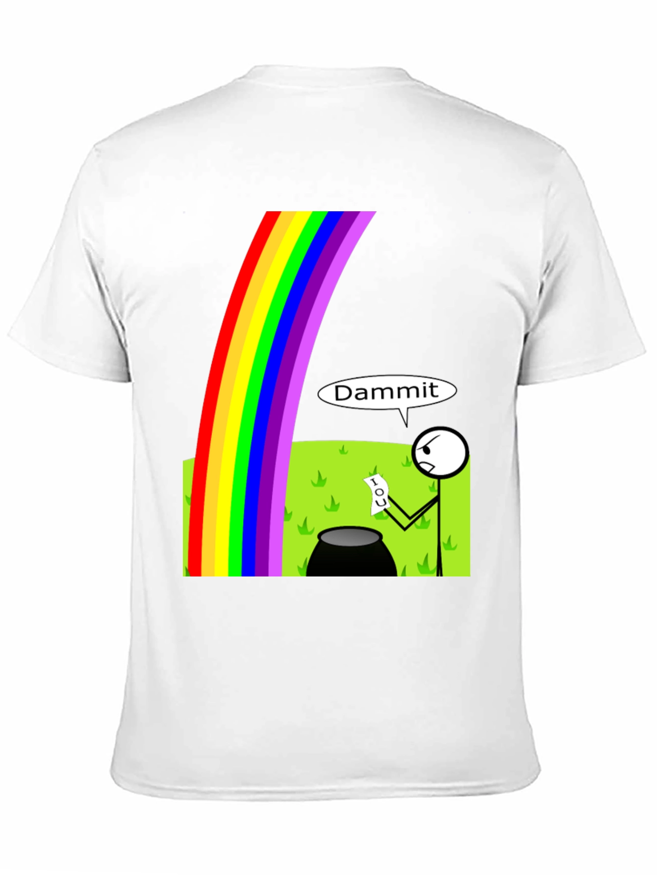 Black Humorous Rainbow Leprechaun IOU Graphic T-Shirt view 11