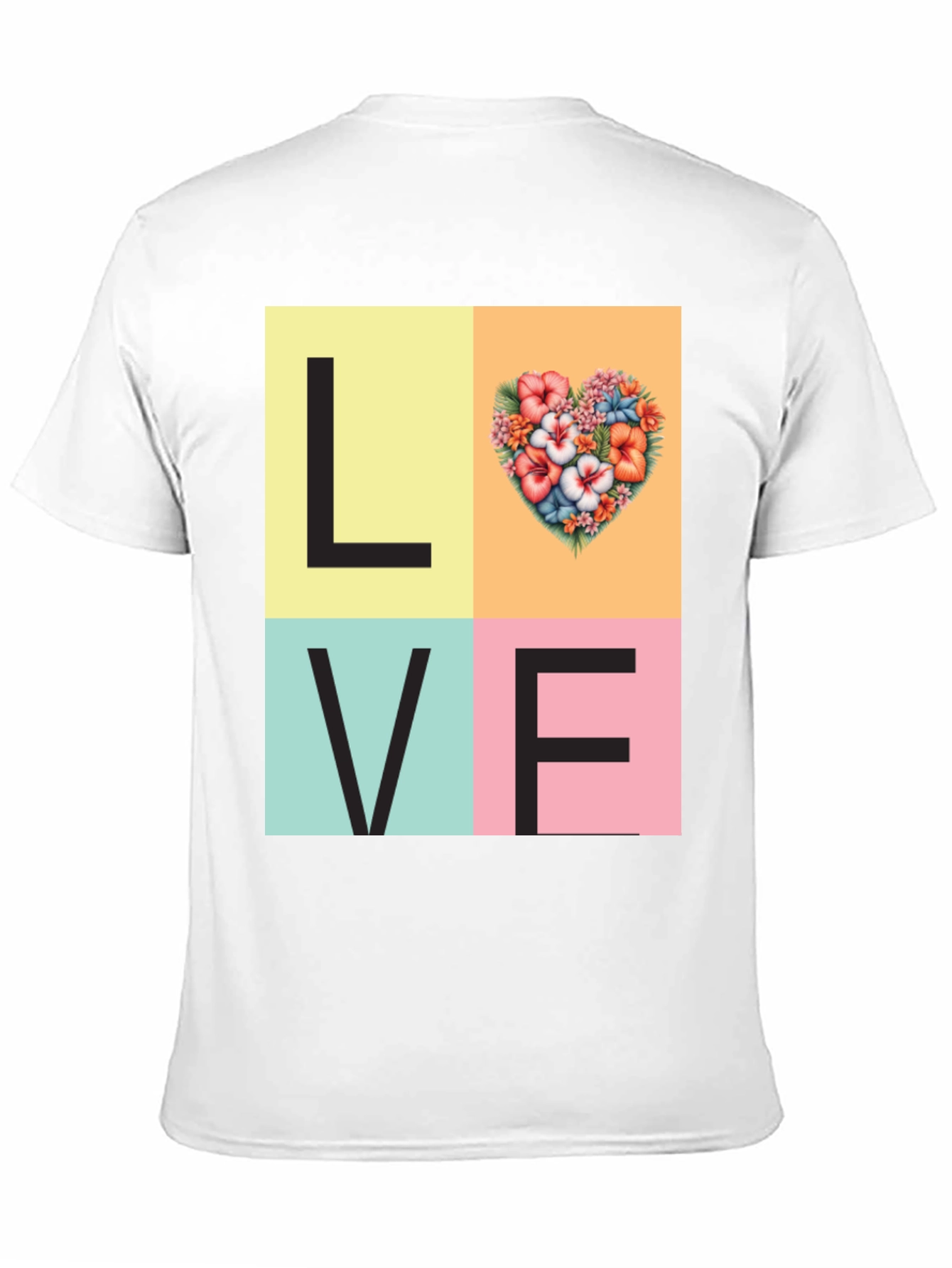 Black Floral Heart LOVE Graphic Tee - Unisex Casual T-Shirt view 11