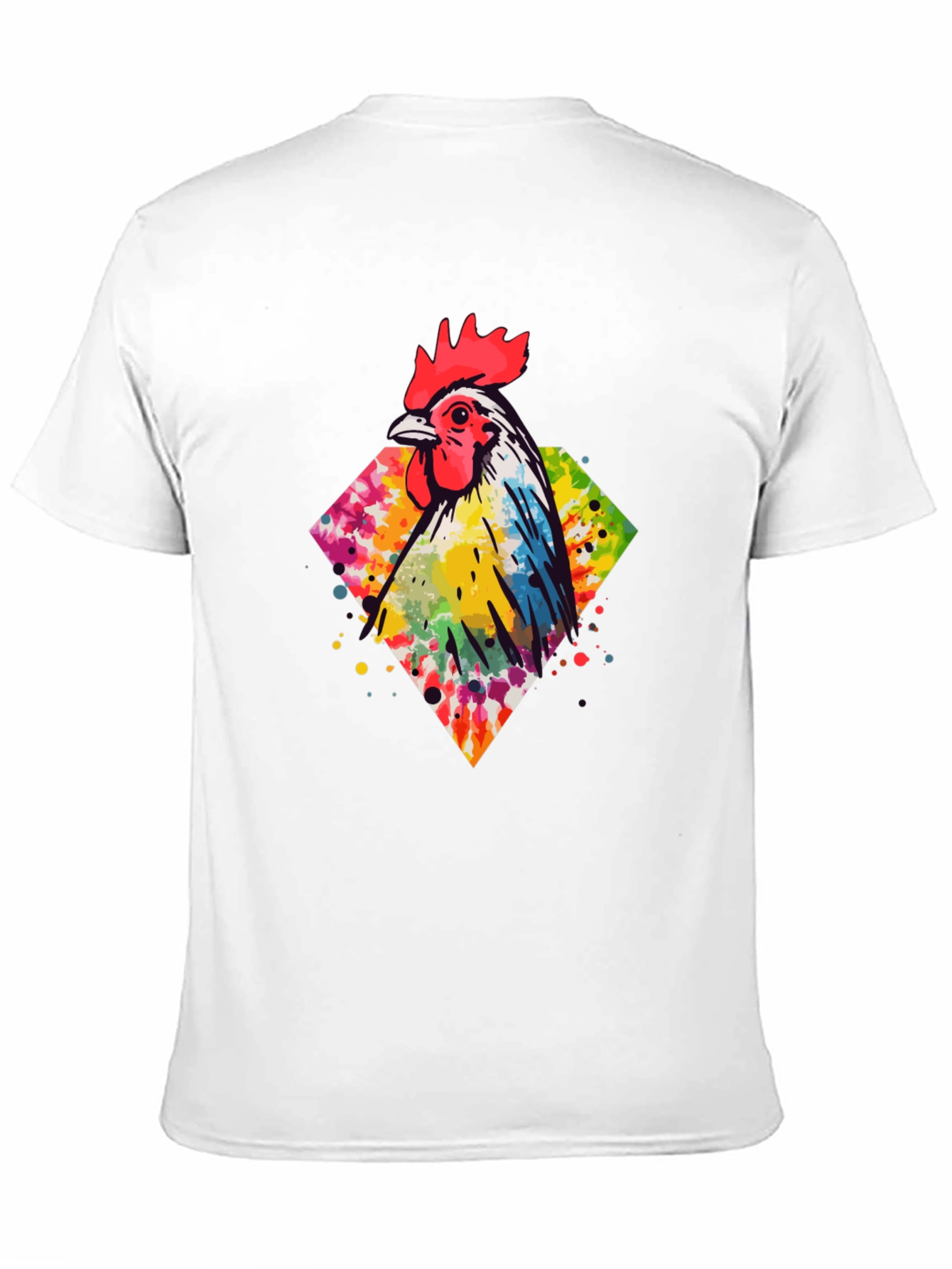 Black Watercolor Rooster Graphic Tee - Men's Black T-Shirt view 11