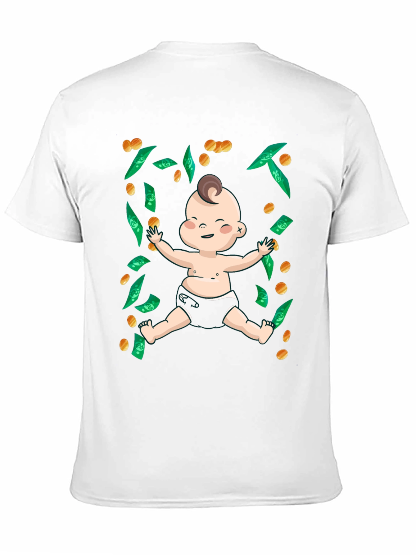 Black Funny Baby Money T-Shirt - Black, Unisex view 11