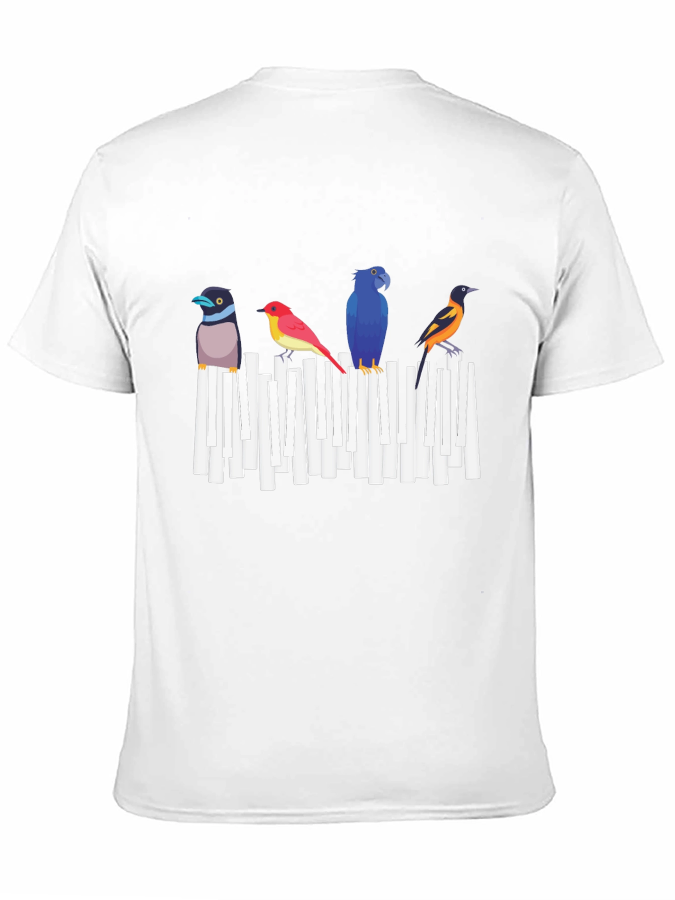 Black Musical Birds Graphic Tee - Black Cotton T-Shirt view 11