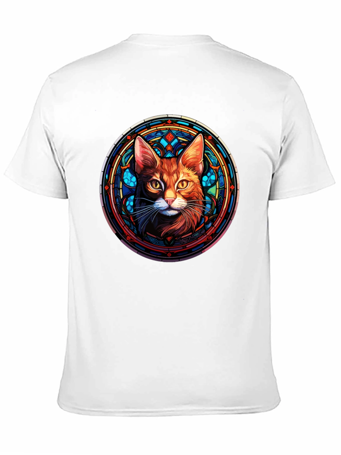 Black Stained Glass Cat Graphic Tee - Unique Design view 11