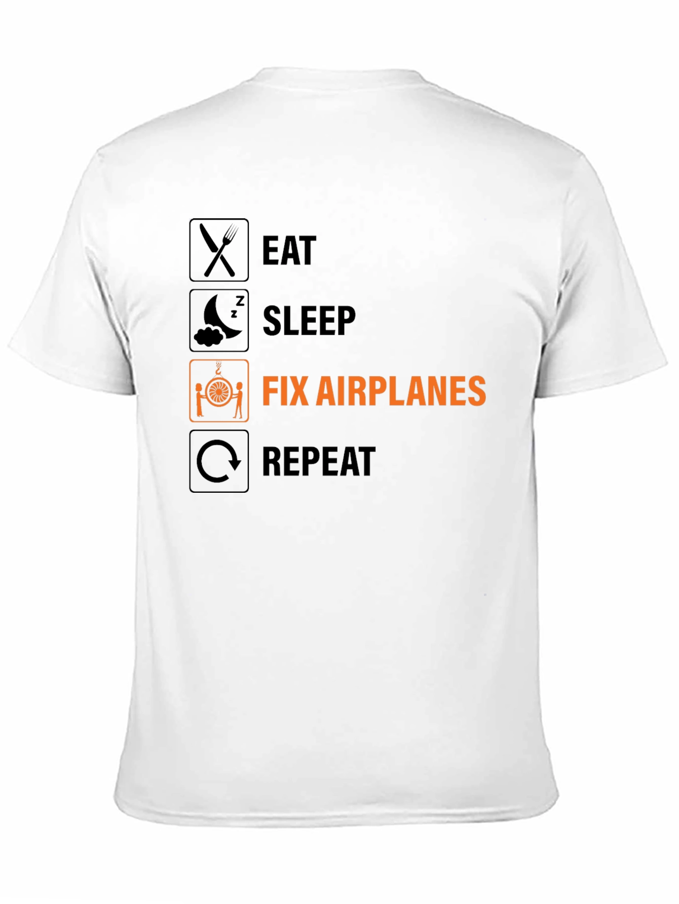 Black Eat Sleep Fix Airplanes Repeat Black T-Shirt view 11