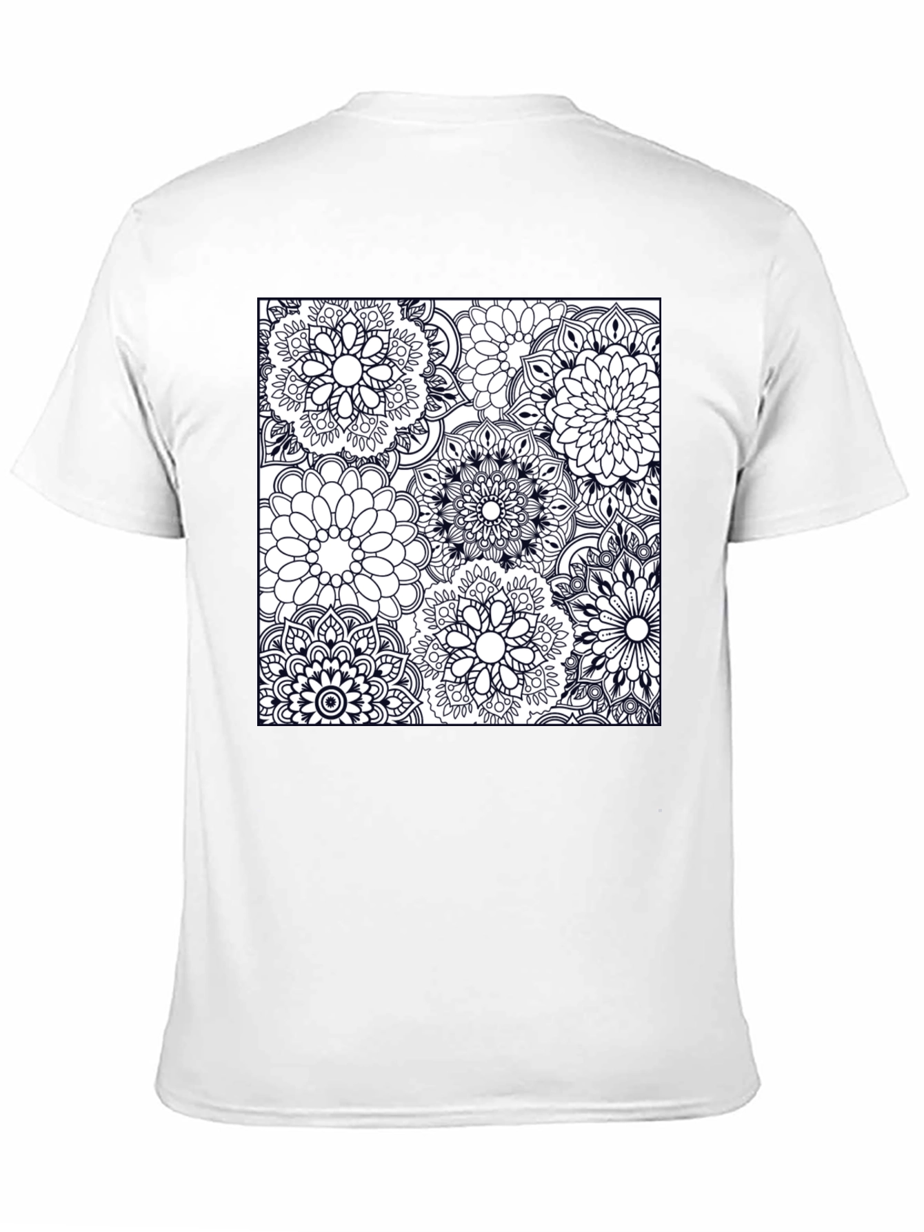Black Floral Mandala Graphic Tee - Casual Black T-Shirt view 11