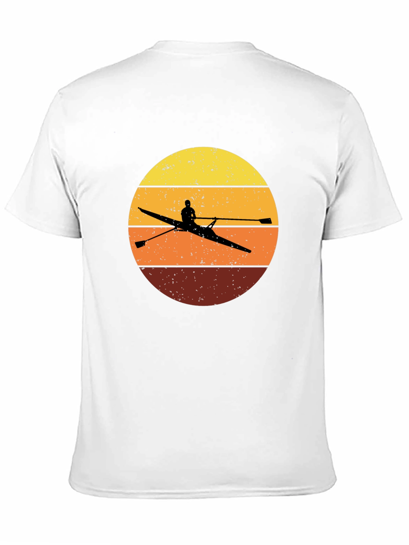 Black Rowing Sunset T-Shirt - Vintage Design view 11