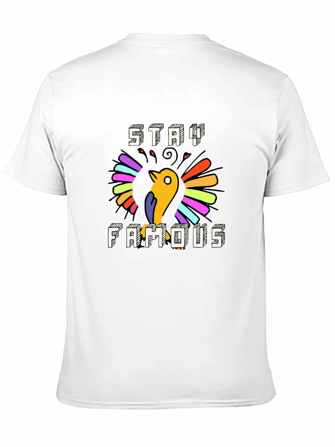 Black Stay Famous Graphic Tee - Cool Bird Design view 11