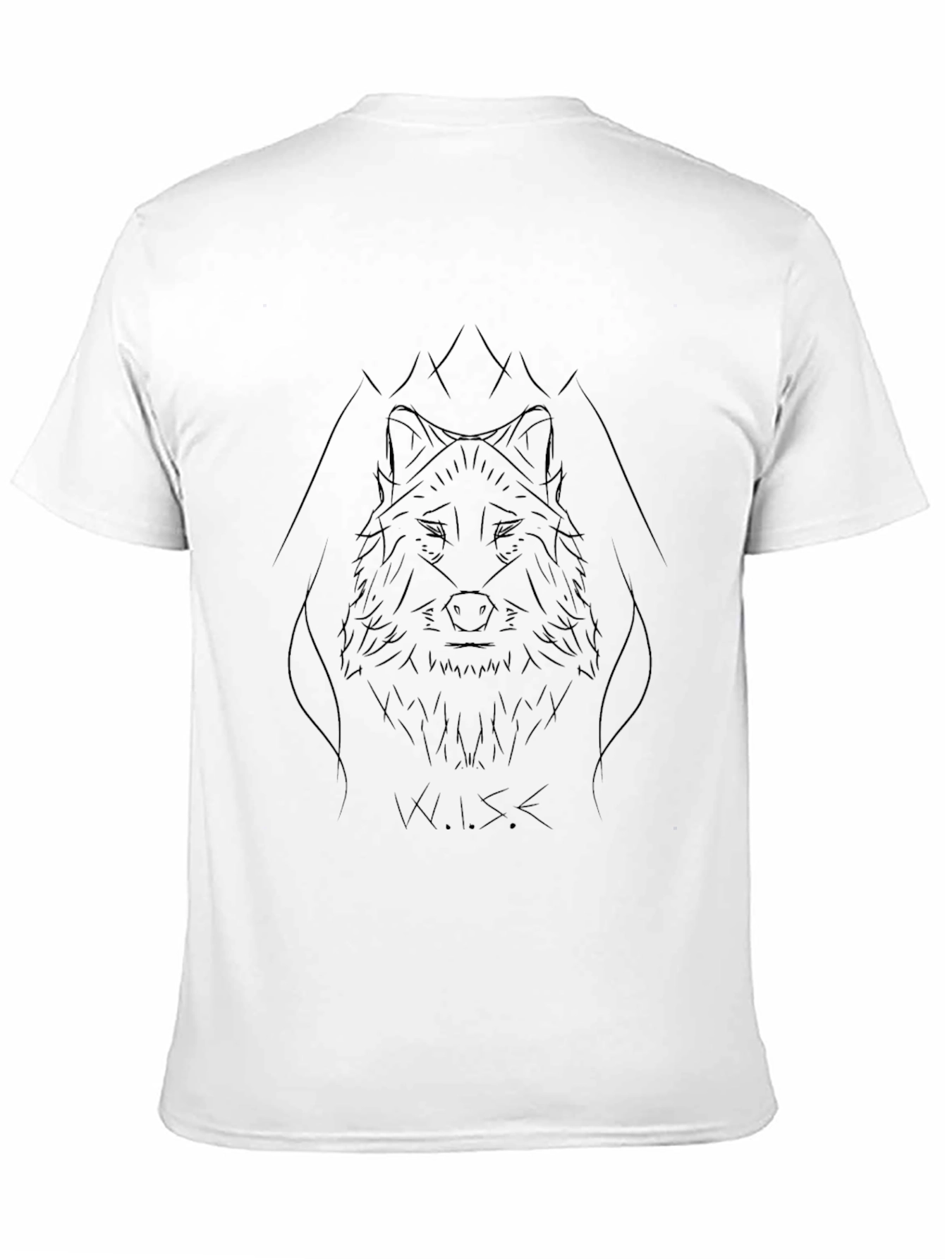 Black Wolf Sketch Graphic Tee - Modern Men's Black T-Shirt view 11