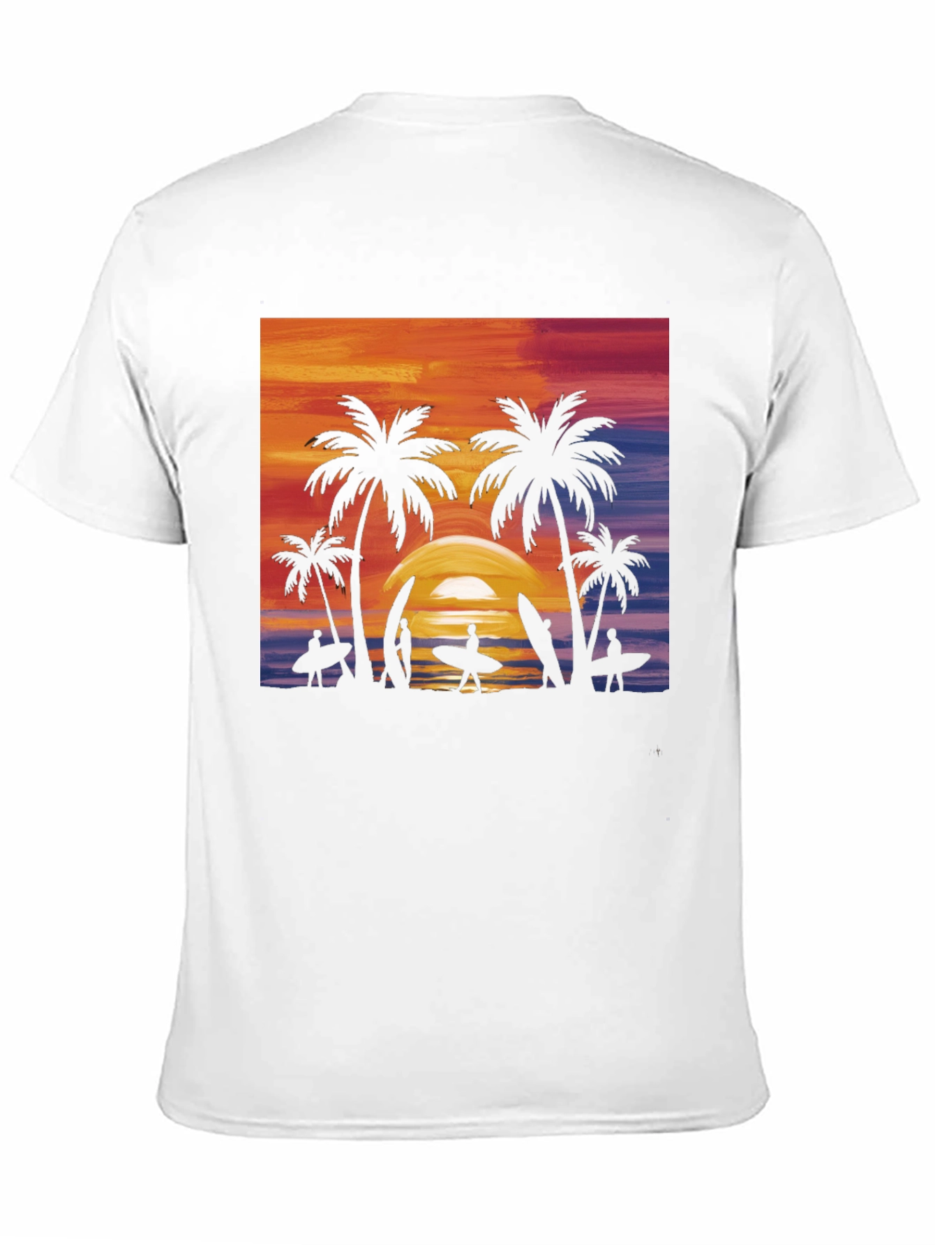 Black Sunset Palm Tree Surfer Graphic Tee - Black view 11