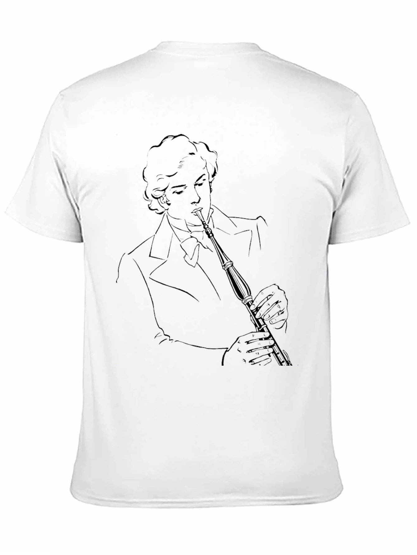 Black Black T-Shirt with Musician Line Art view 11