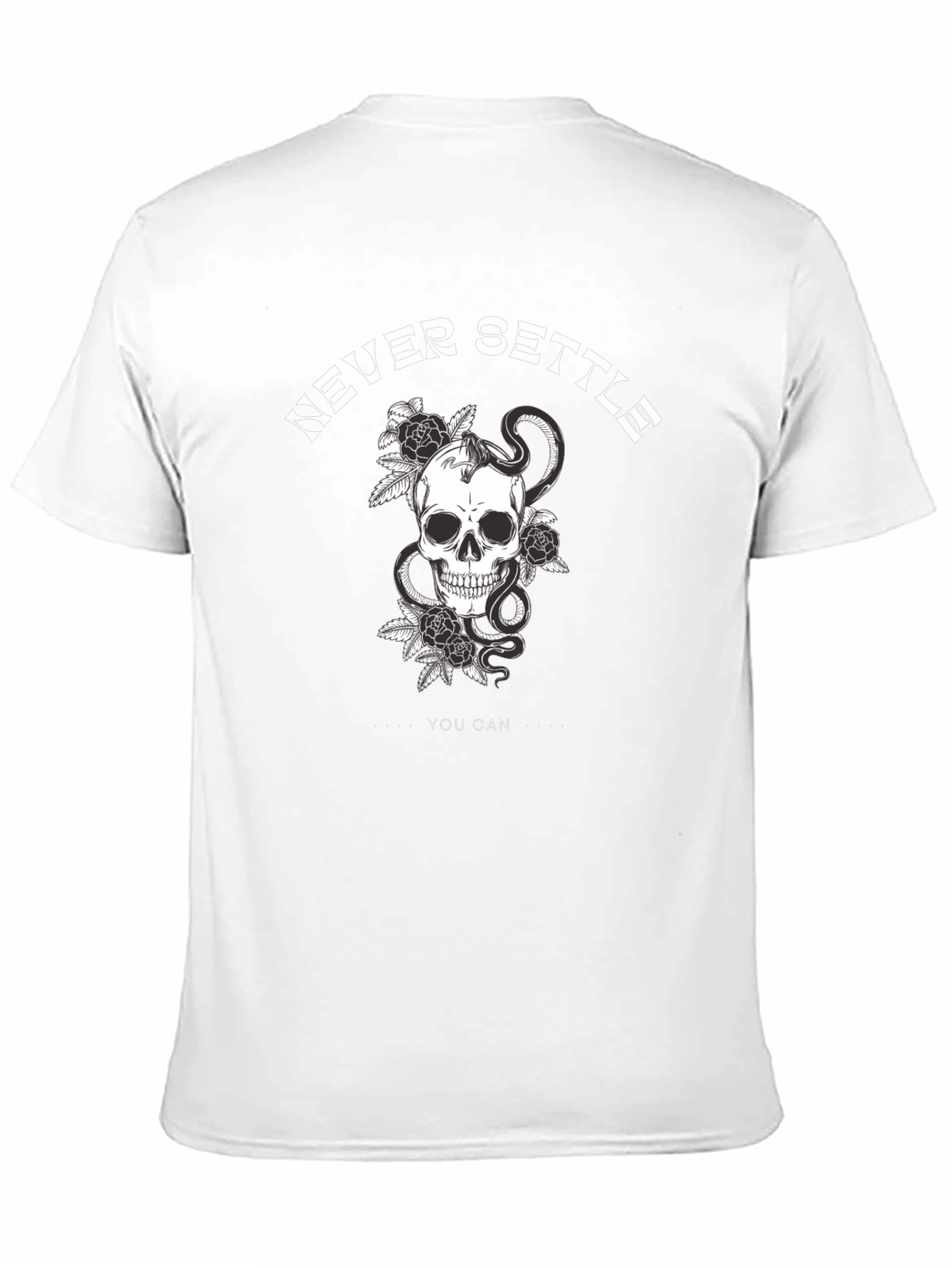 Black Never Settle Skull Graphic Tee view 11