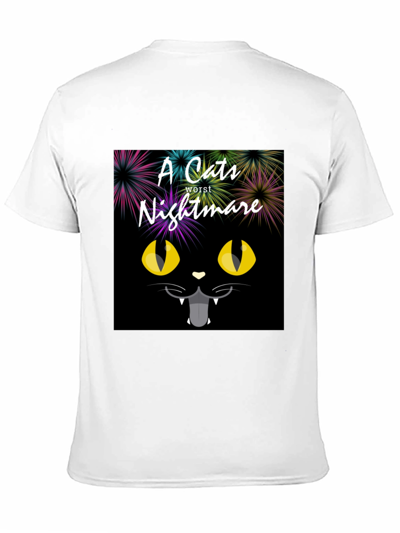 Black A Cat's Worst Nightmare Black Graphic T-Shirt view 11