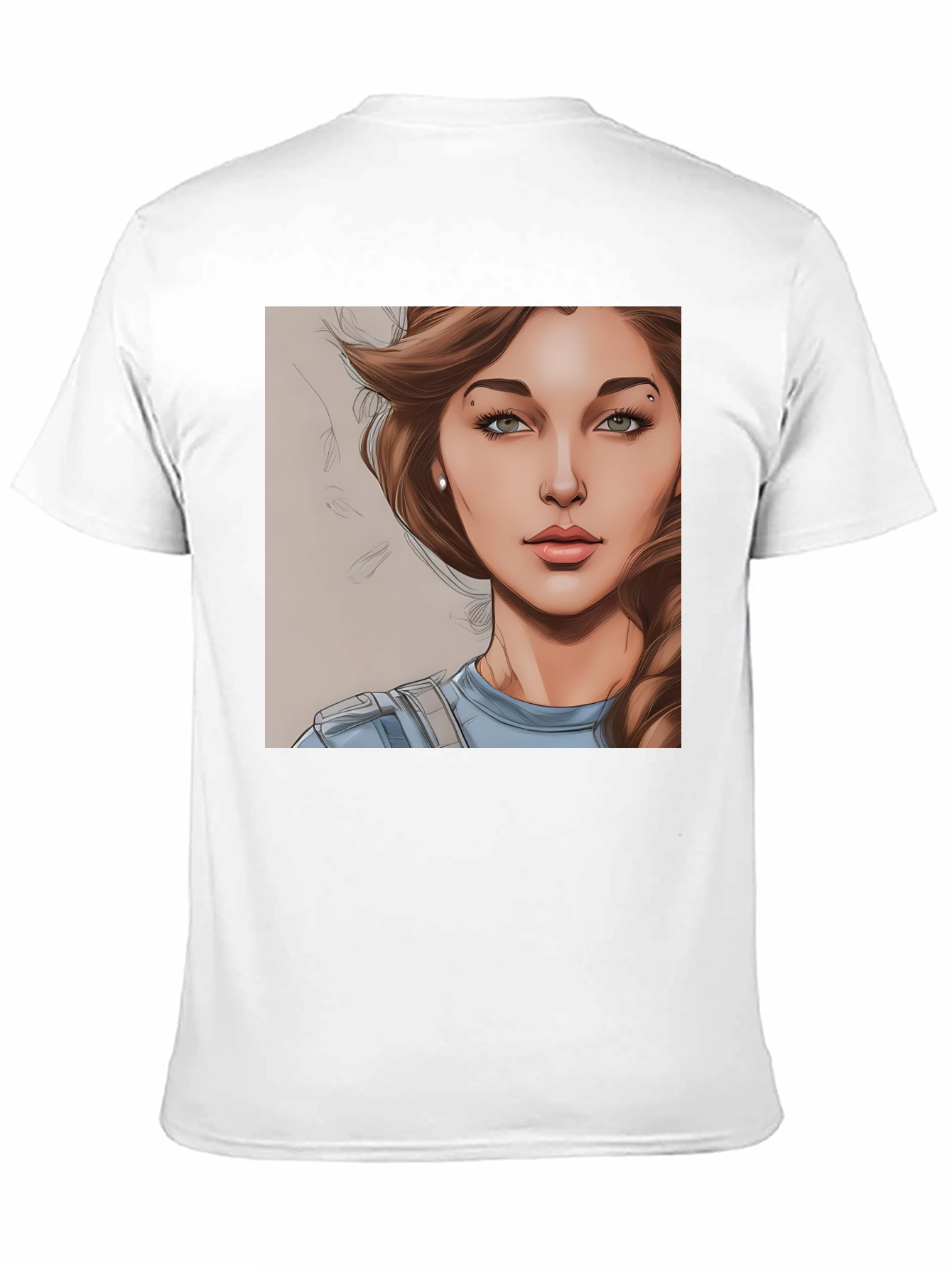 Black Woman Cartoon Portrait Black T-Shirt view 11
