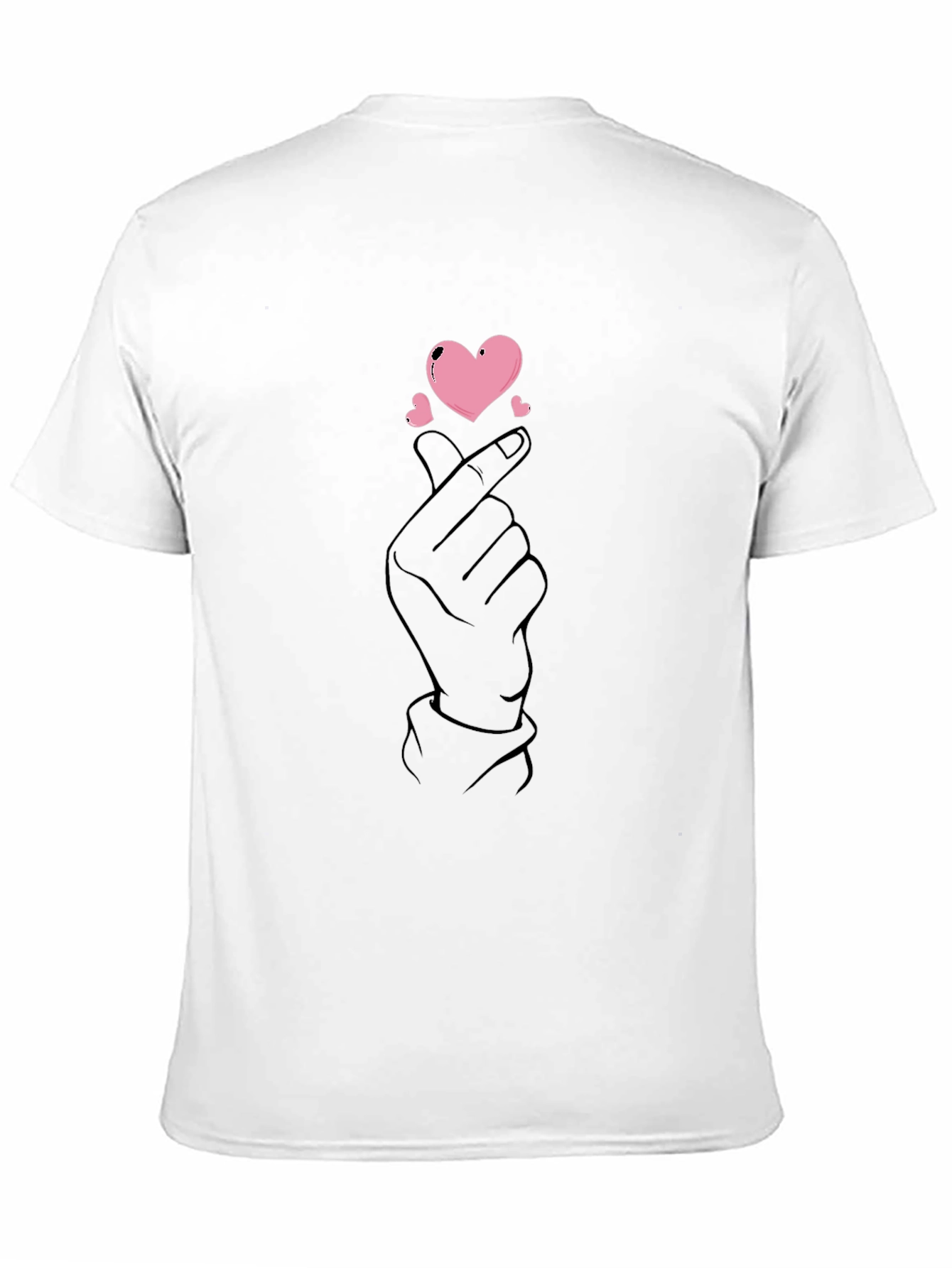 Black Finger Heart Gesture Graphic Tee - Love Sign T-Shirt view 11