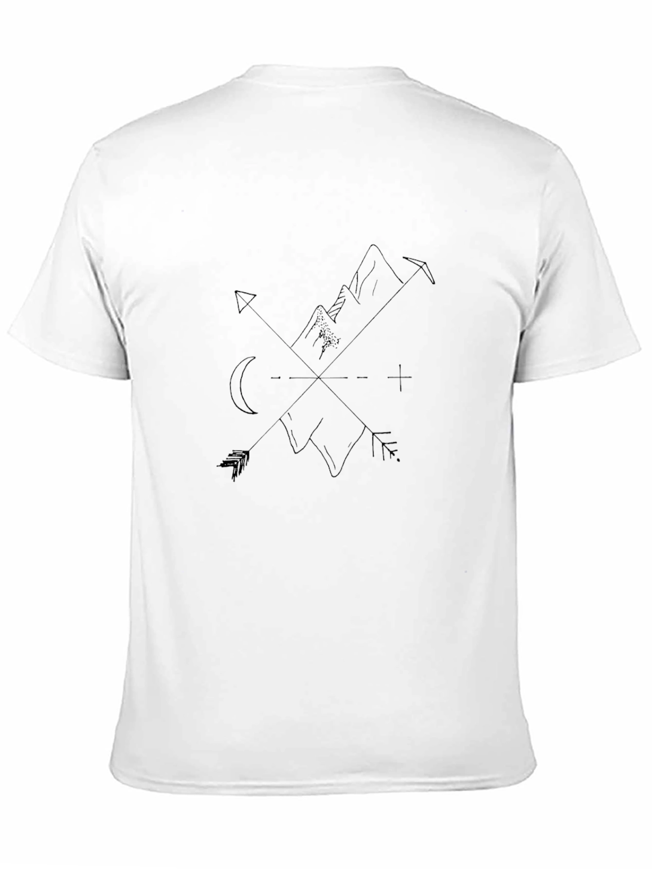 Black Men's Graphic T-Shirt: Mountain Compass Design, Black view 11
