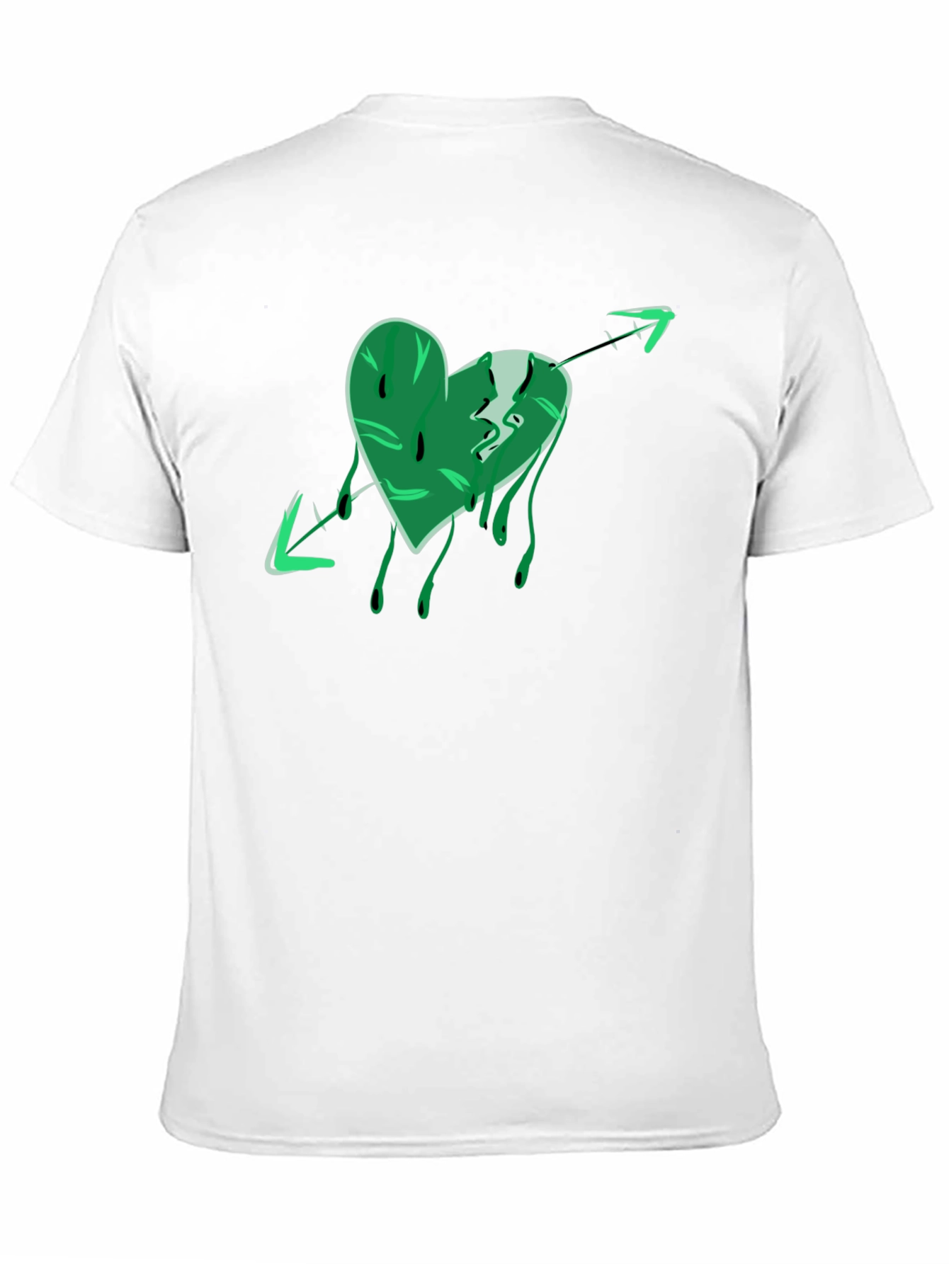 Black Green Heart Arrow Graphic Black T-Shirt view 11