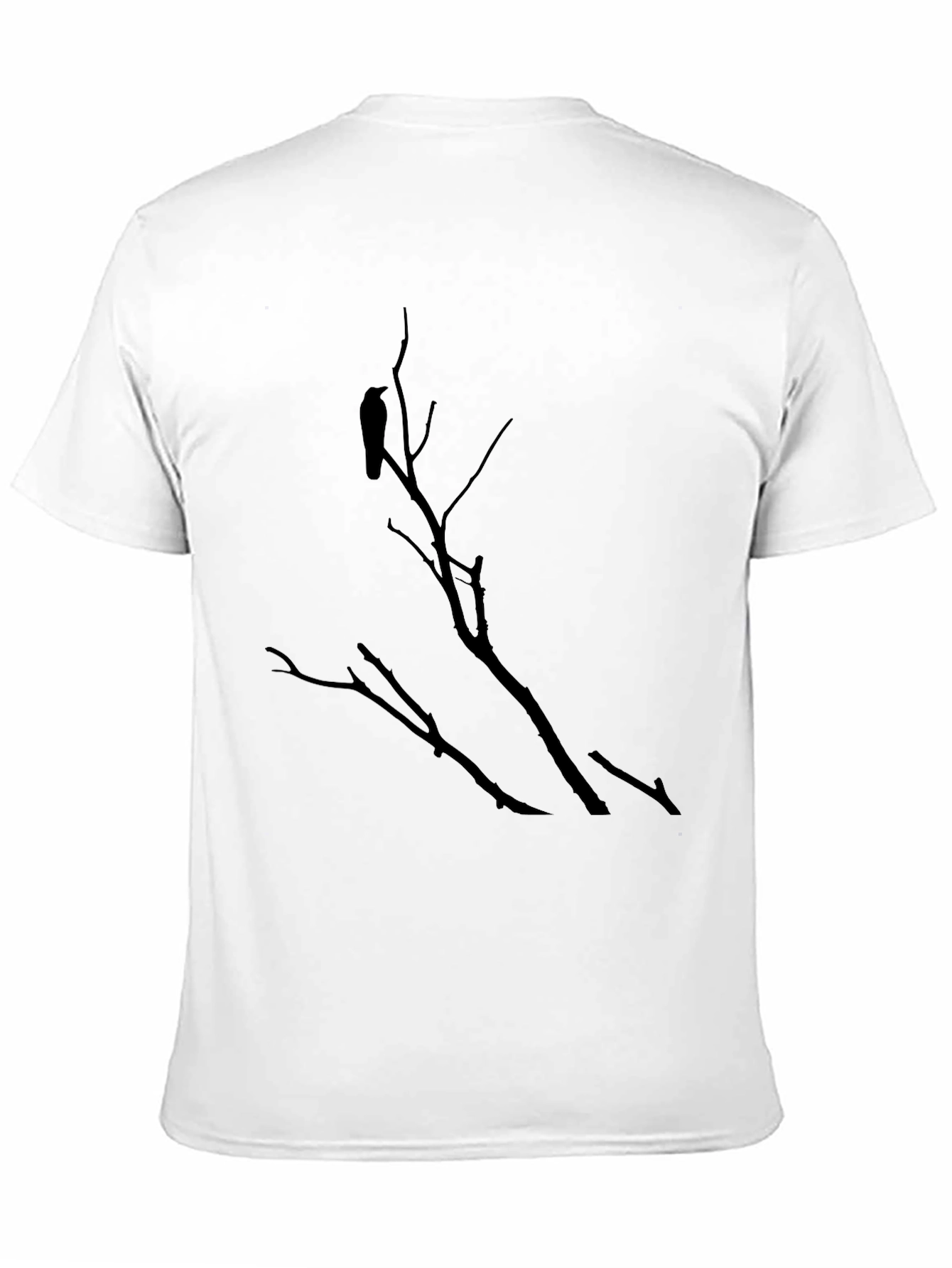 Black Raven on Branch Black T-Shirt - Gothic Style Tee view 11