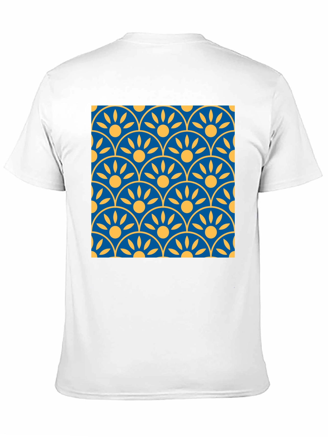 Black Patterned T-Shirt: Blue & Yellow Graphic Tee view 11