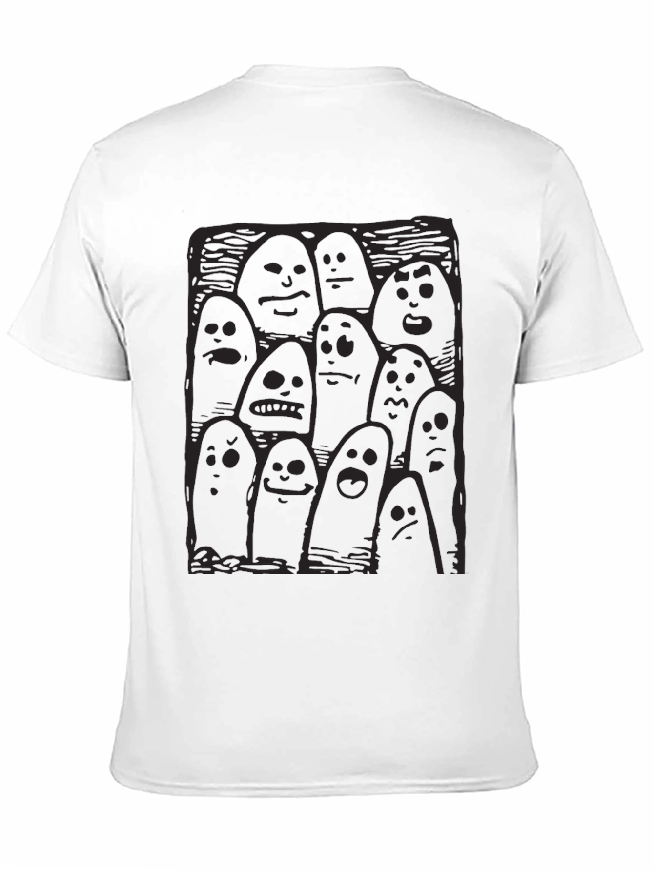 Black Whimsical Ghost Print Black T-Shirt view 11