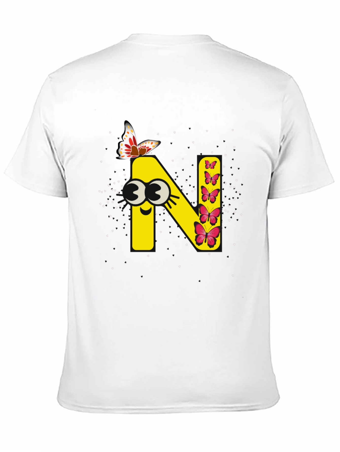 Black Butterfly N Letter Graphic Print Black Tee view 11