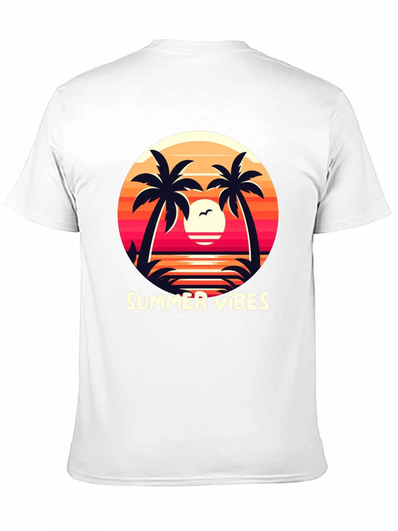 Black Summer Vibes Graphic Tee - Palm Tree Sunset Design view 11