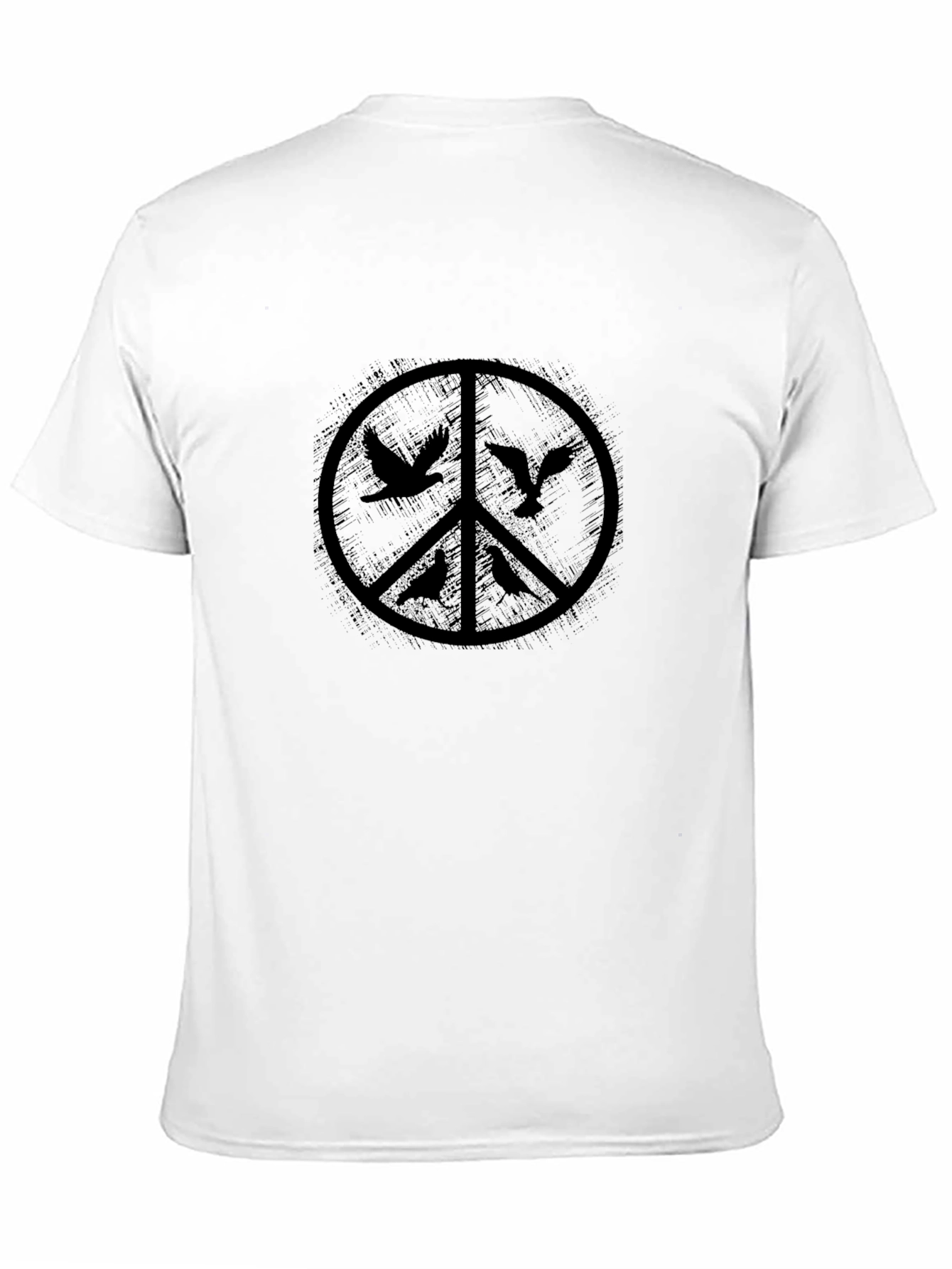 Black Peace Sign Birds Graphic T-Shirt view 11
