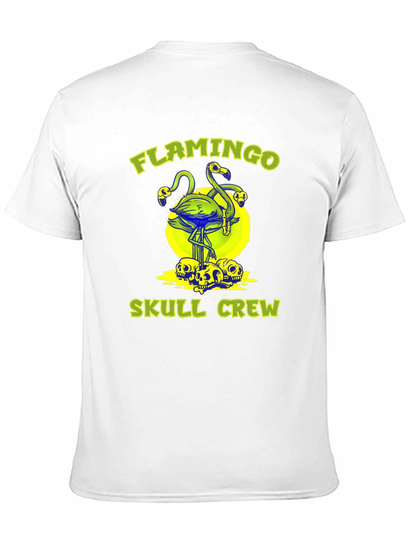 Black Flamingo Skull Crew Graphic Tee - Unique Design view 11
