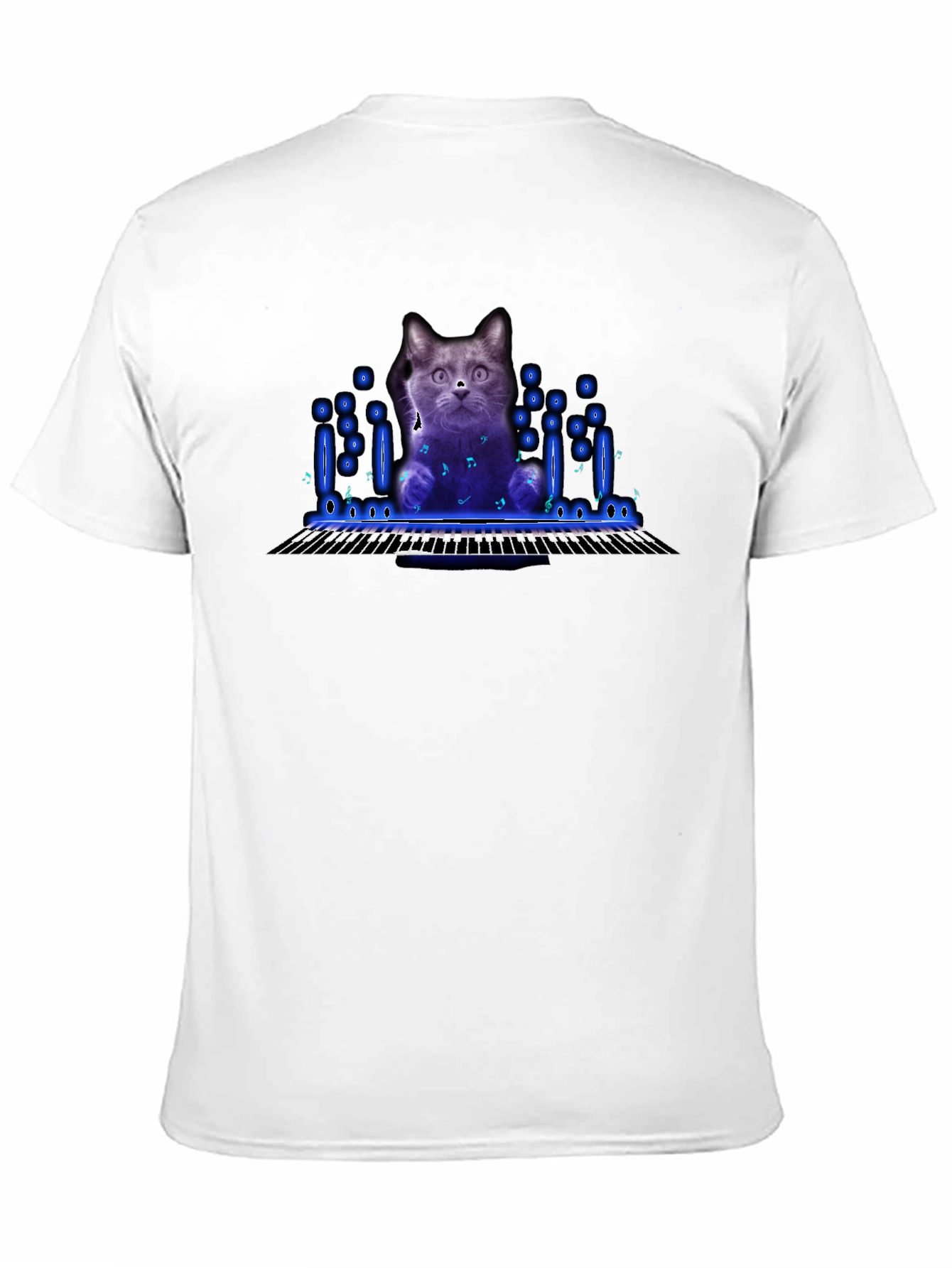 Black Cat Playing Piano Graphic T-Shirt view 11
