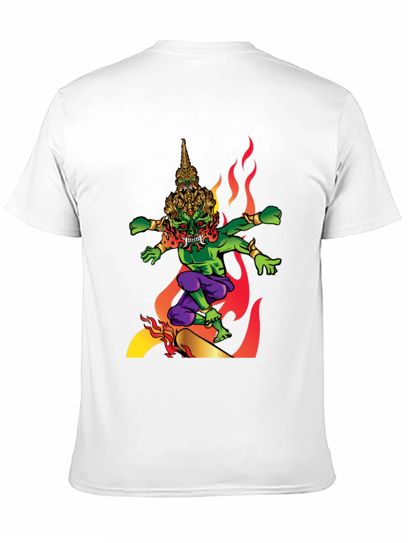 Black Men's Graphic Tee: Fiery Thai Demon Design view 11