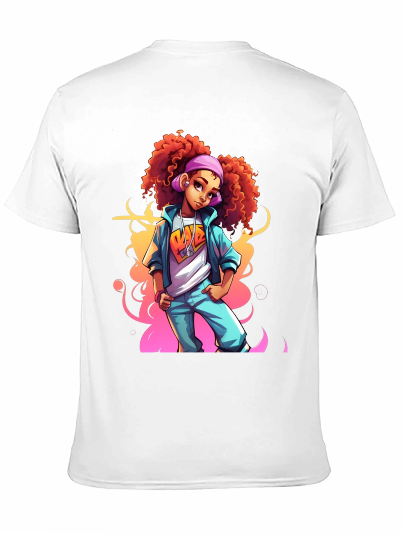 Black Cartoon Girl Graphic Black T-Shirt view 11