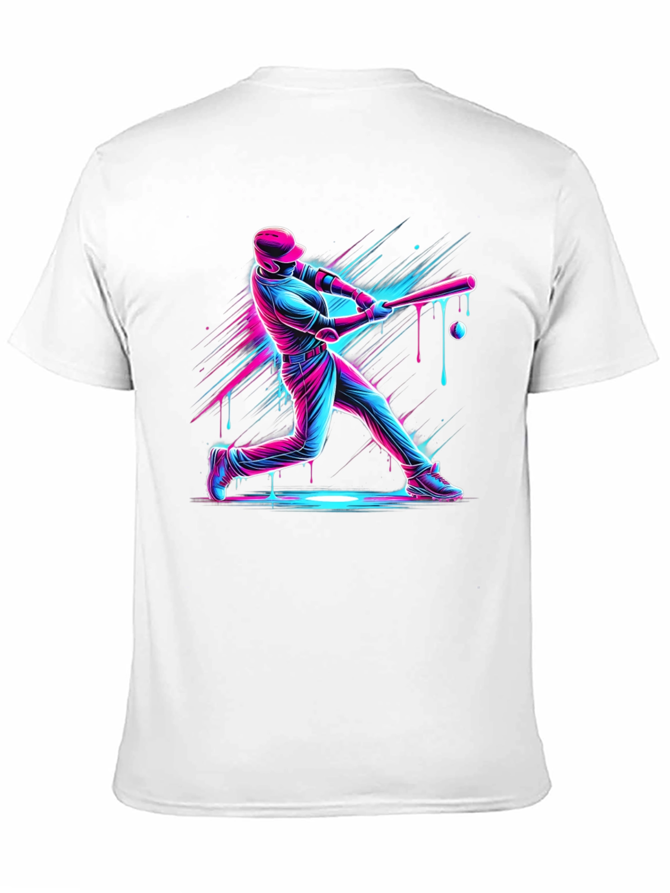 Black Neon Baseball Graphic Tee - Black Cotton Blend view 11