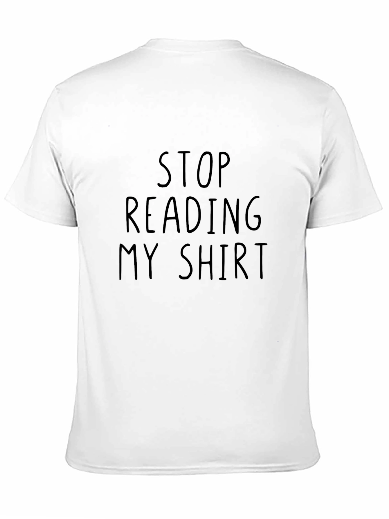 Black Funny Slogan Tee: Stop Reading My Shirt - Black Cotton T-Shirt view 11