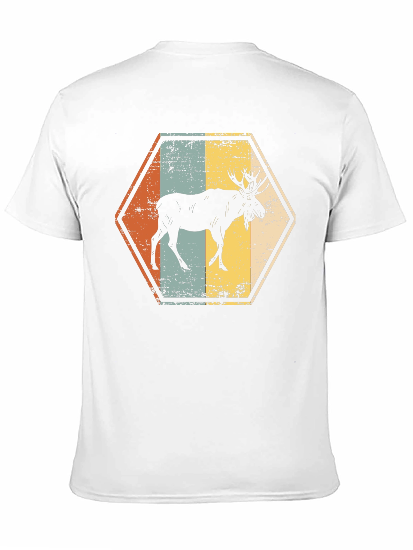 Black Retro Moose Hexagon T-Shirt view 11