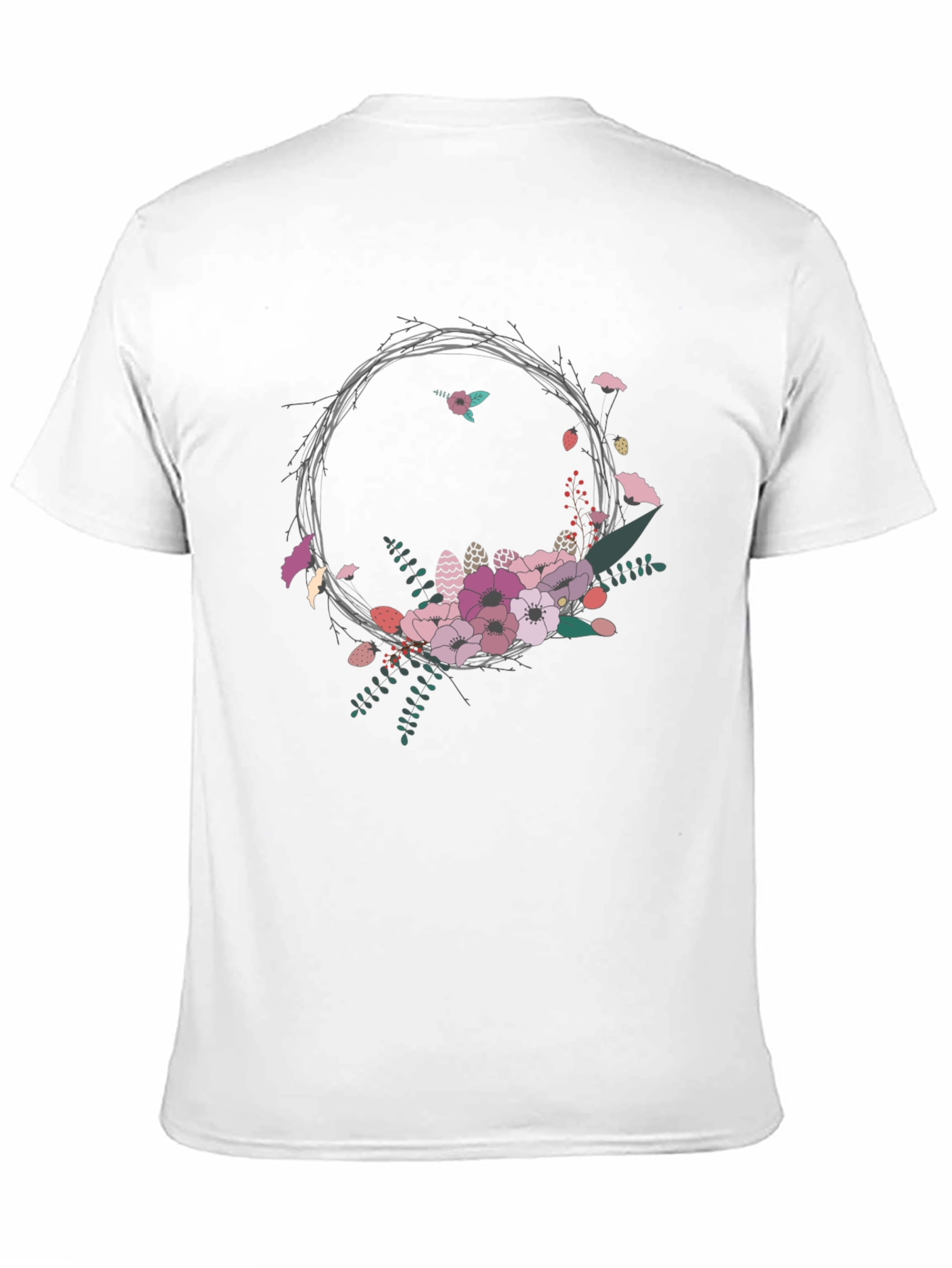 Black Floral Wreath Graphic Tee - Stylish and Unique view 11