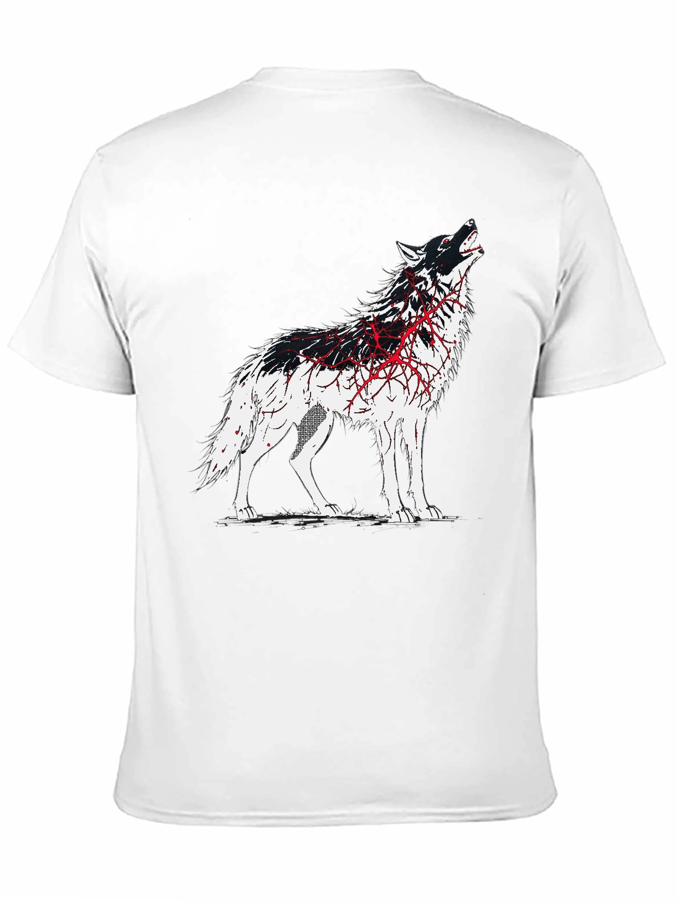 Black Wolf Graphic Print T-Shirt - Black view 11