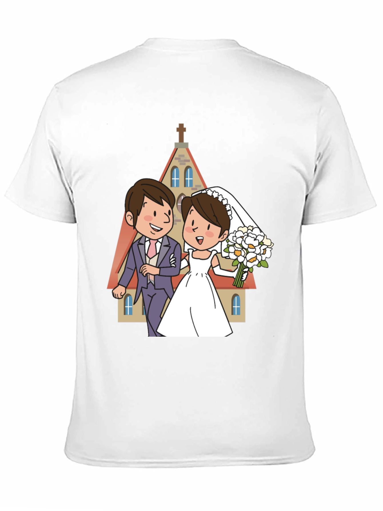 Wedding Cartoon Graphic Tee - Black - 11