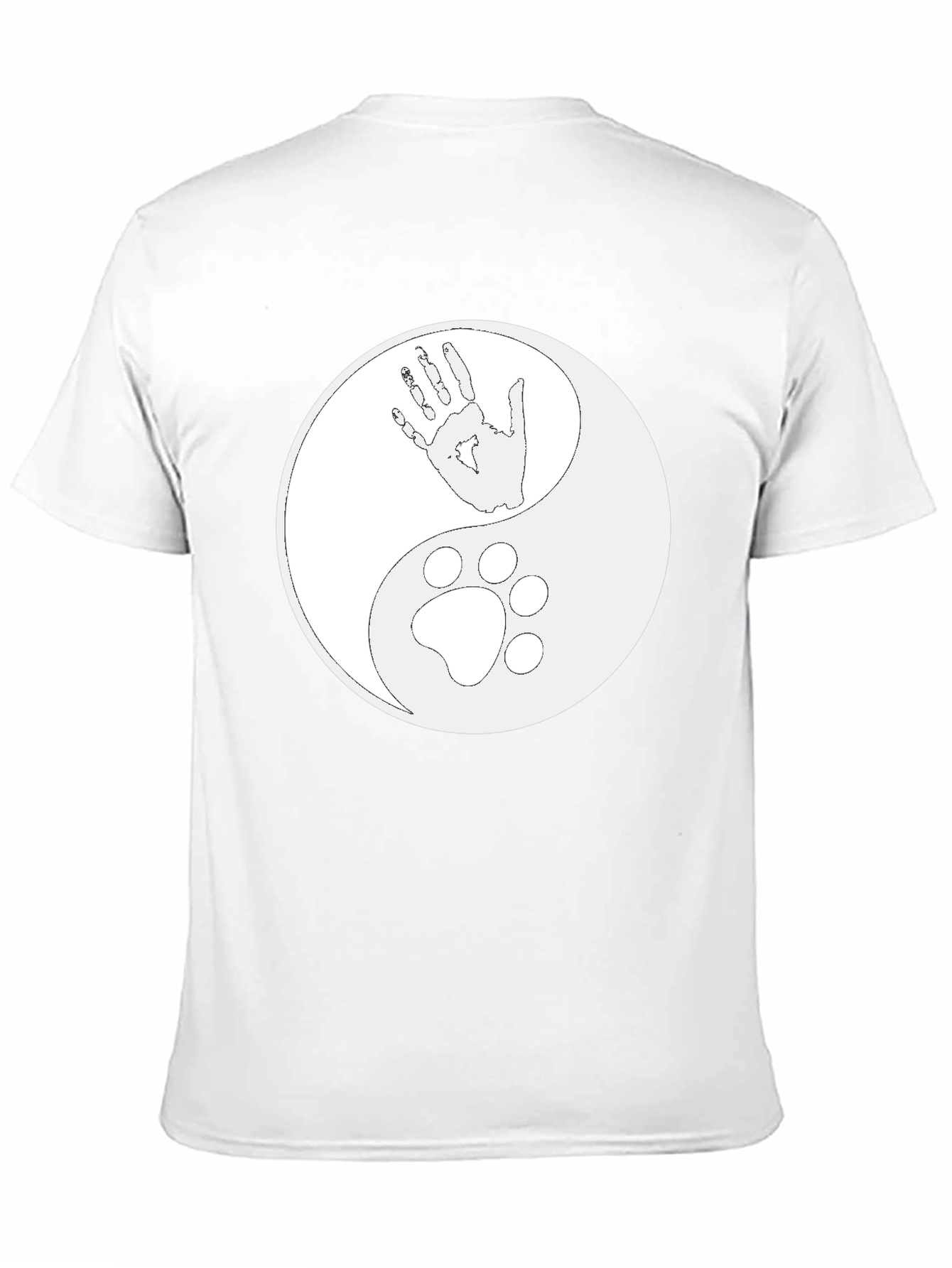 Black Yin Yang Hand & Paw Print T-Shirt - Black view 11