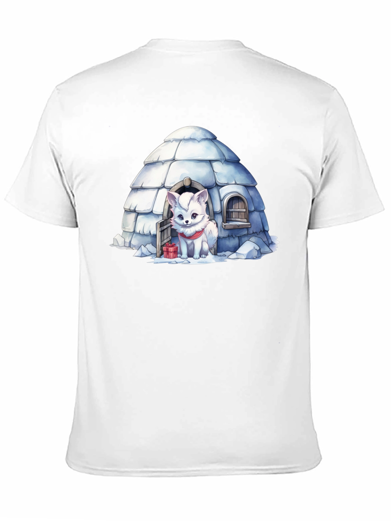 Black Cute Arctic Fox in Igloo Graphic Tee view 11