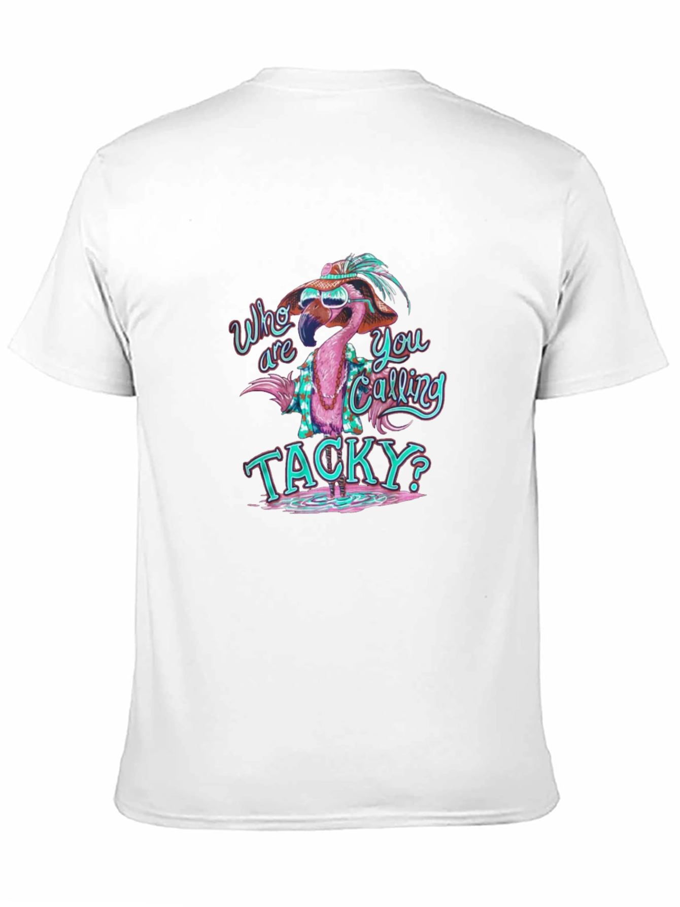 Black Funny Flamingo Tacky Graphic T-Shirt view 11