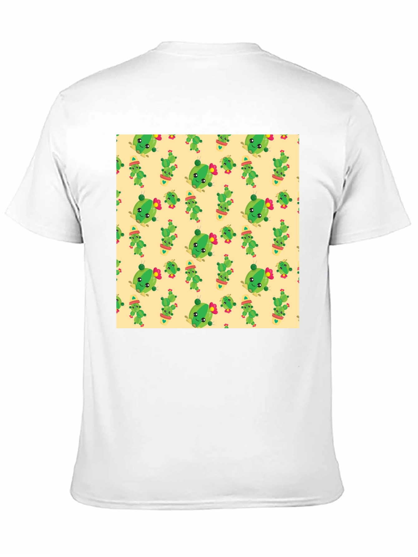 Black Cute Cactus Pattern Black T-Shirt view 11
