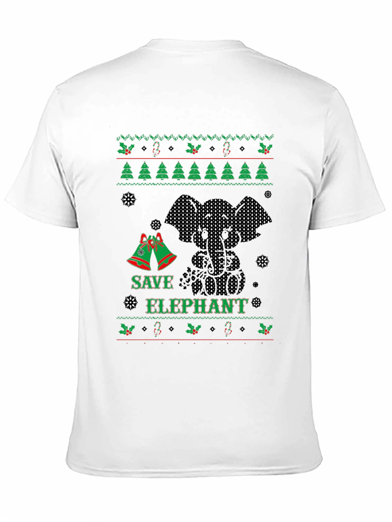 Black Save Elephant Ugly Christmas Sweater T-Shirt view 11