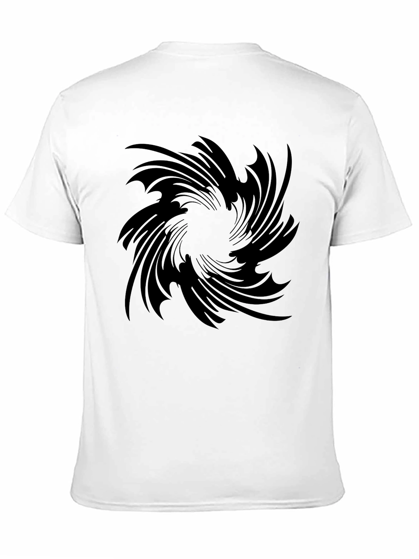Black Men's Black T-Shirt with Abstract Swirl Design view 11