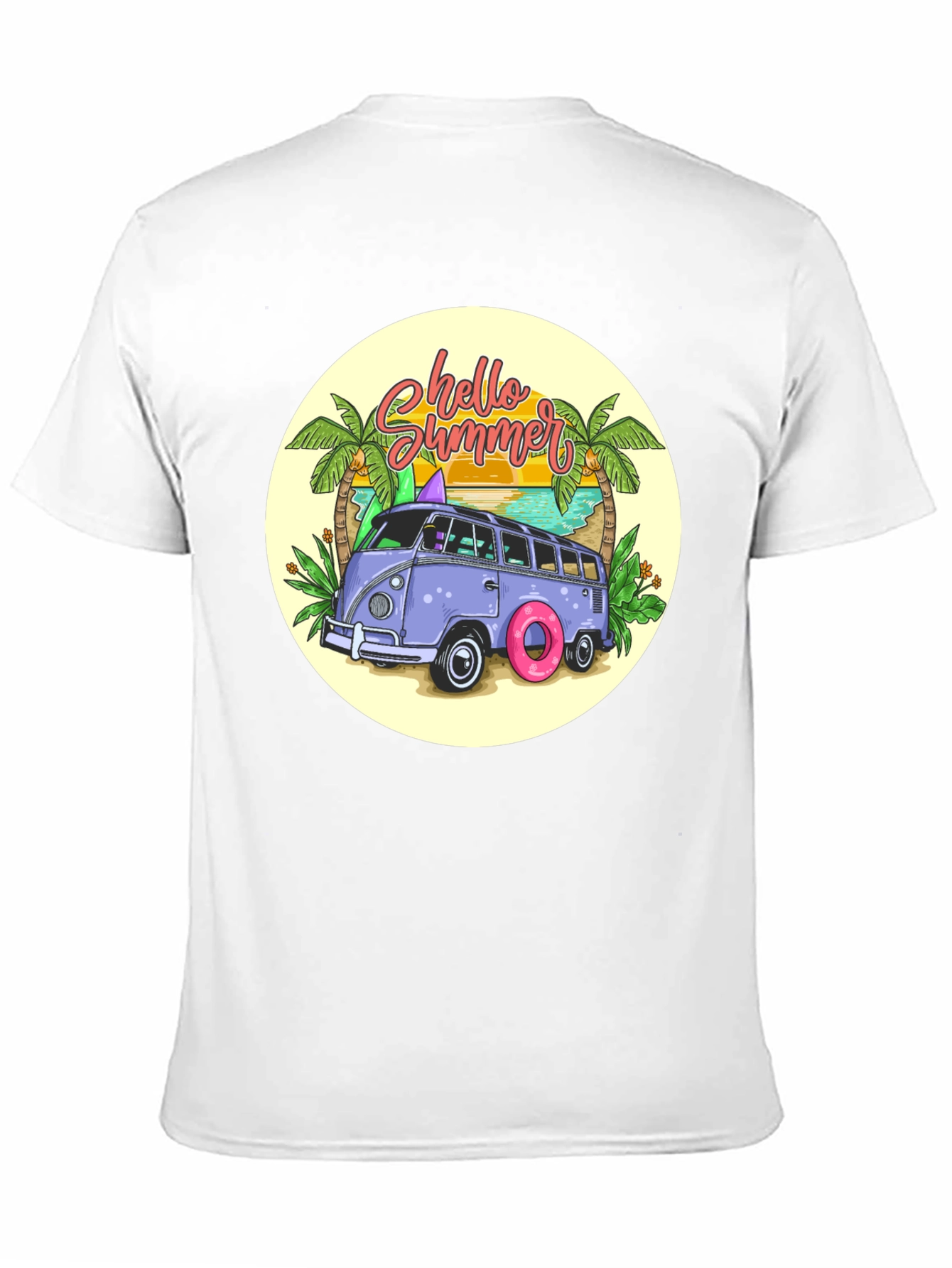 Black Summer Beach Van T-Shirt view 11