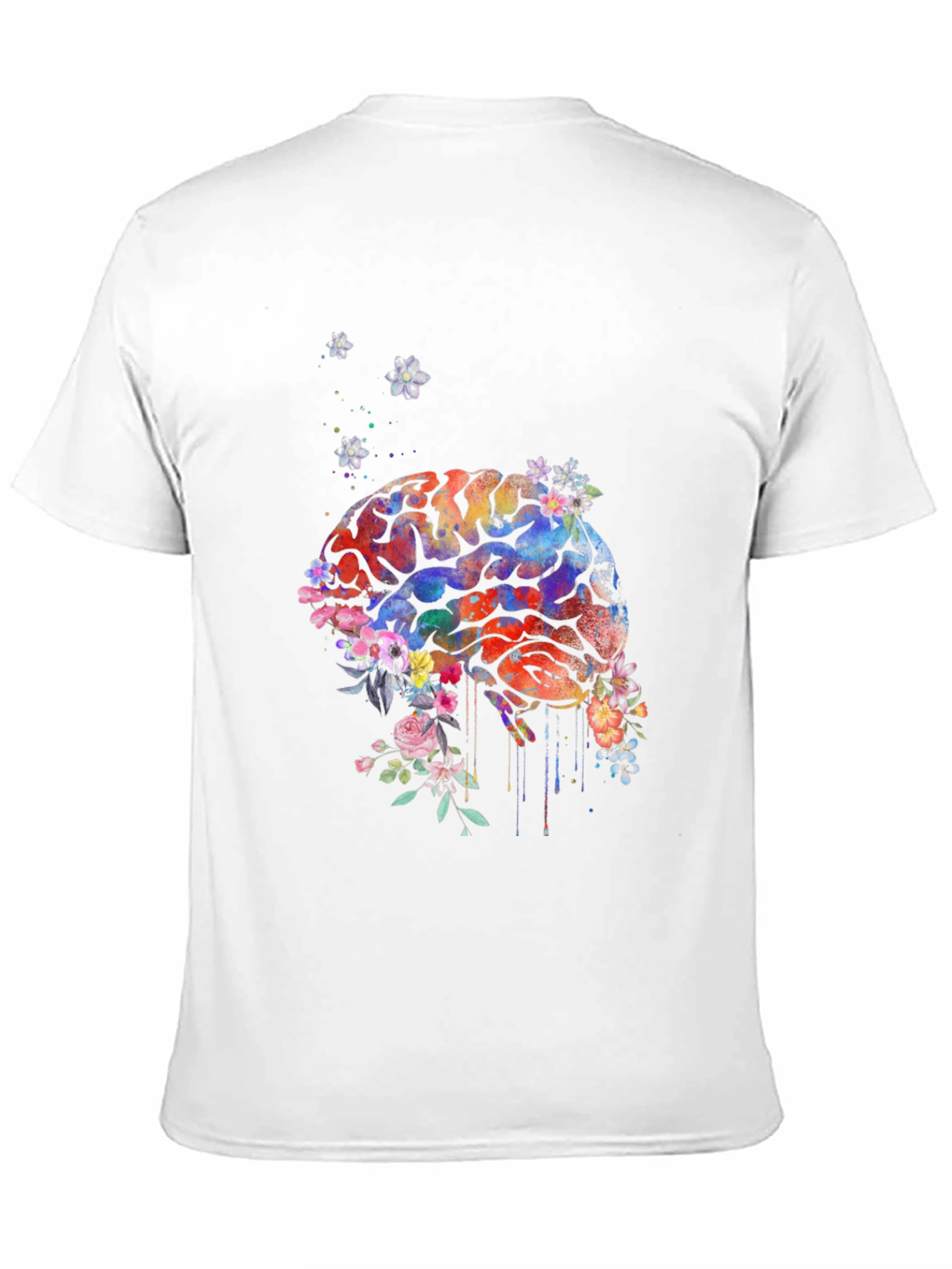 Black Brain Flowers T-Shirt - Artistic Graphic Tee view 11