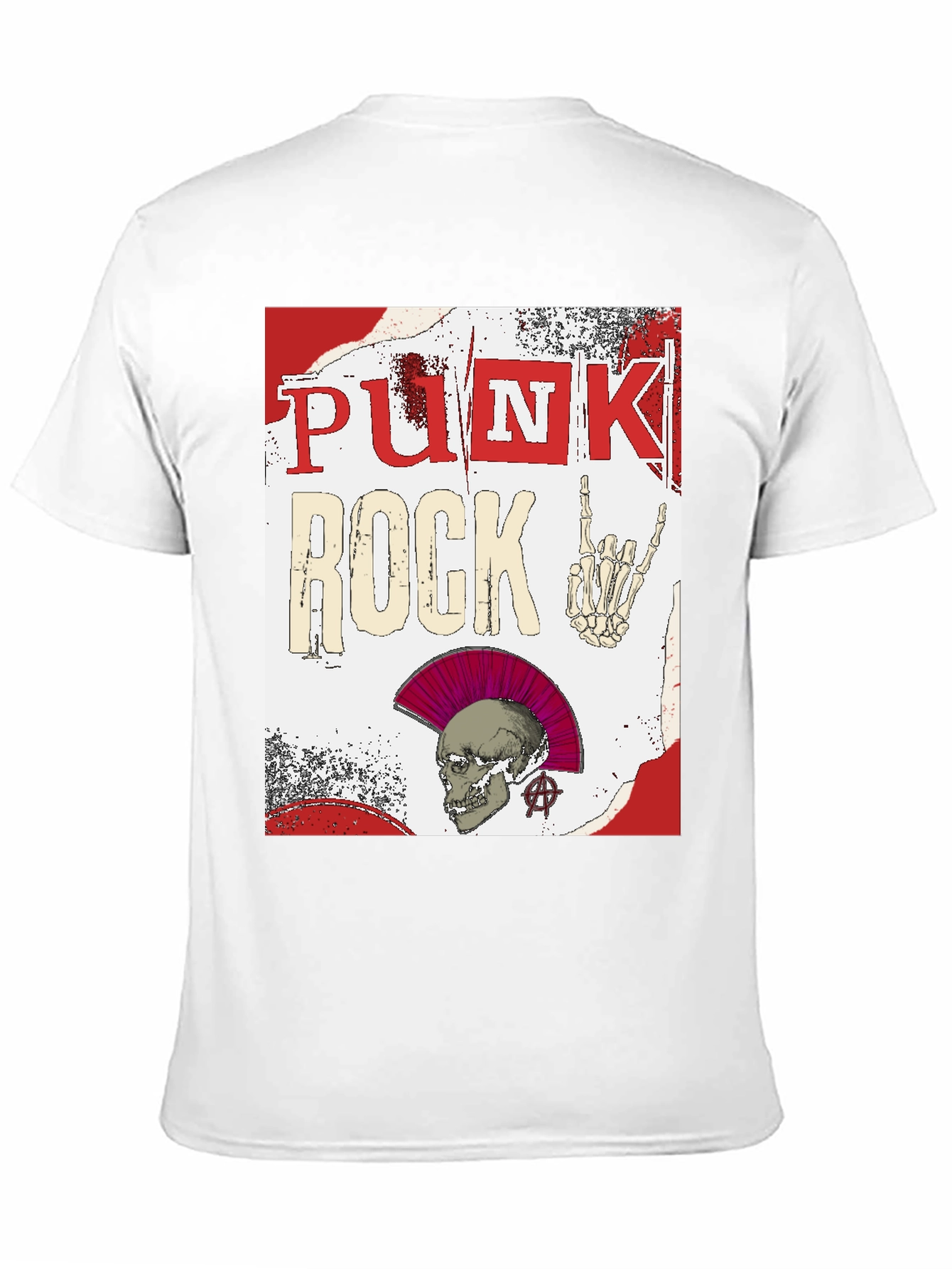 Black Punk Rock Graphic Tee - Edgy Skull Design view 11